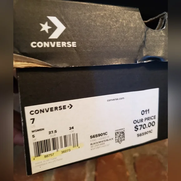 Converse Black and White High-Top Sneakers - Picture 8 of 8